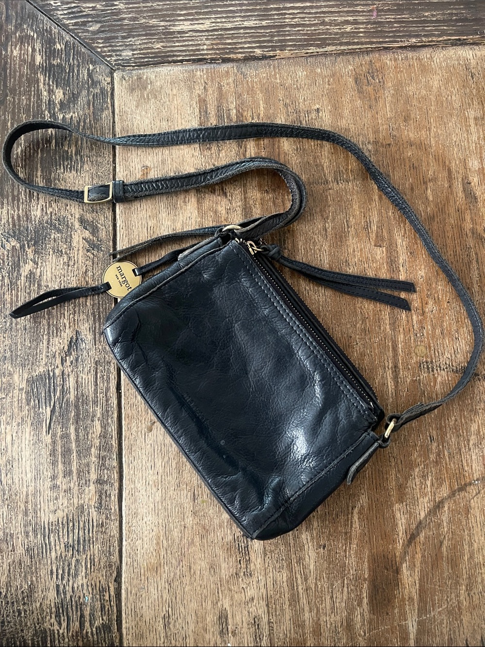 margo NY Black Leather Crossbody